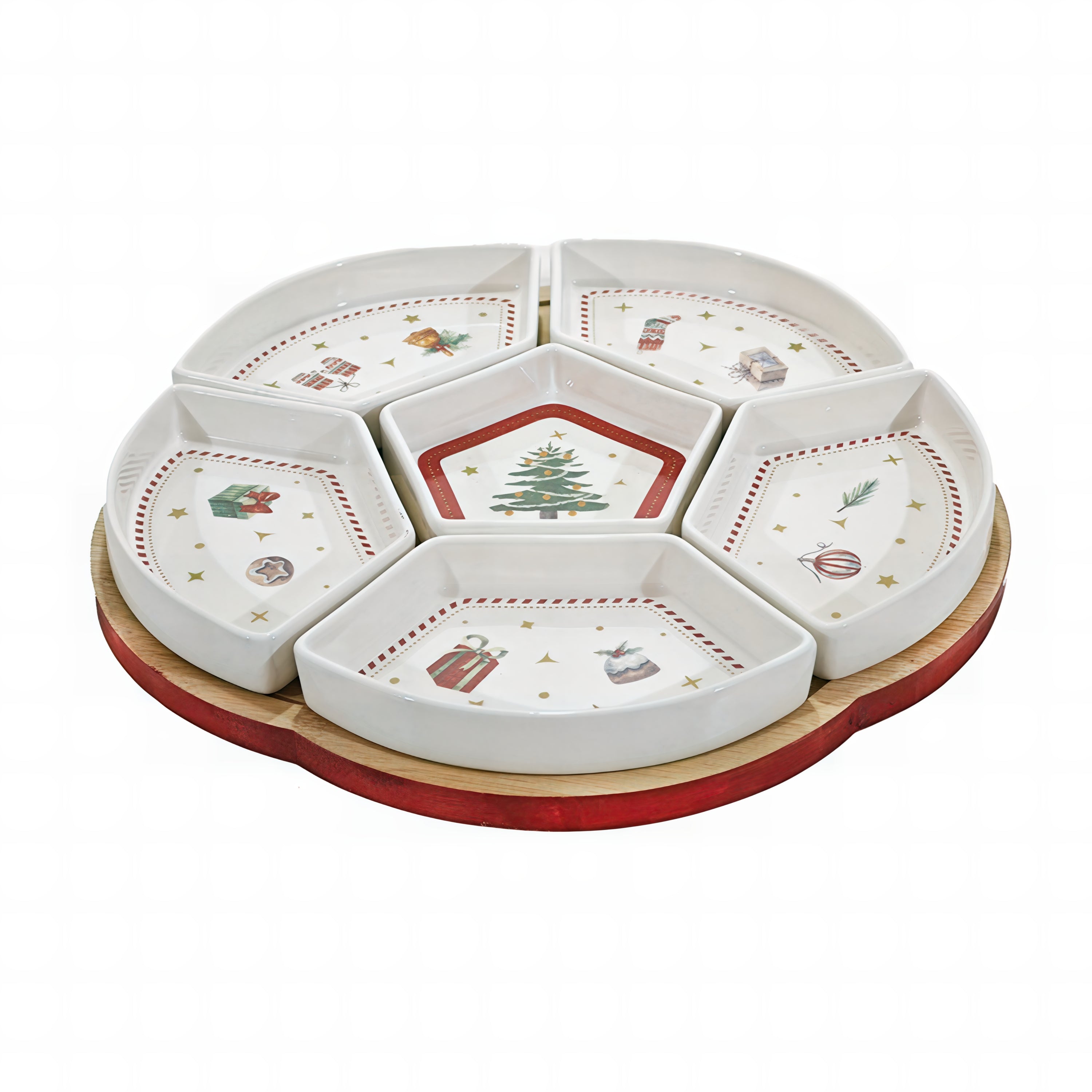VESTIAMO CASA GRAN NATALE - Antipastiera Natalizia 6 Posti in Bamboo diametro 32 cm